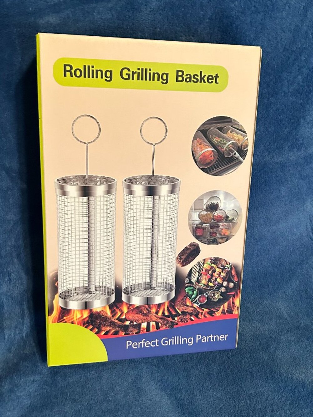 Brand New Unused Rolling Grill Basket 2 PCS Stainless Steel